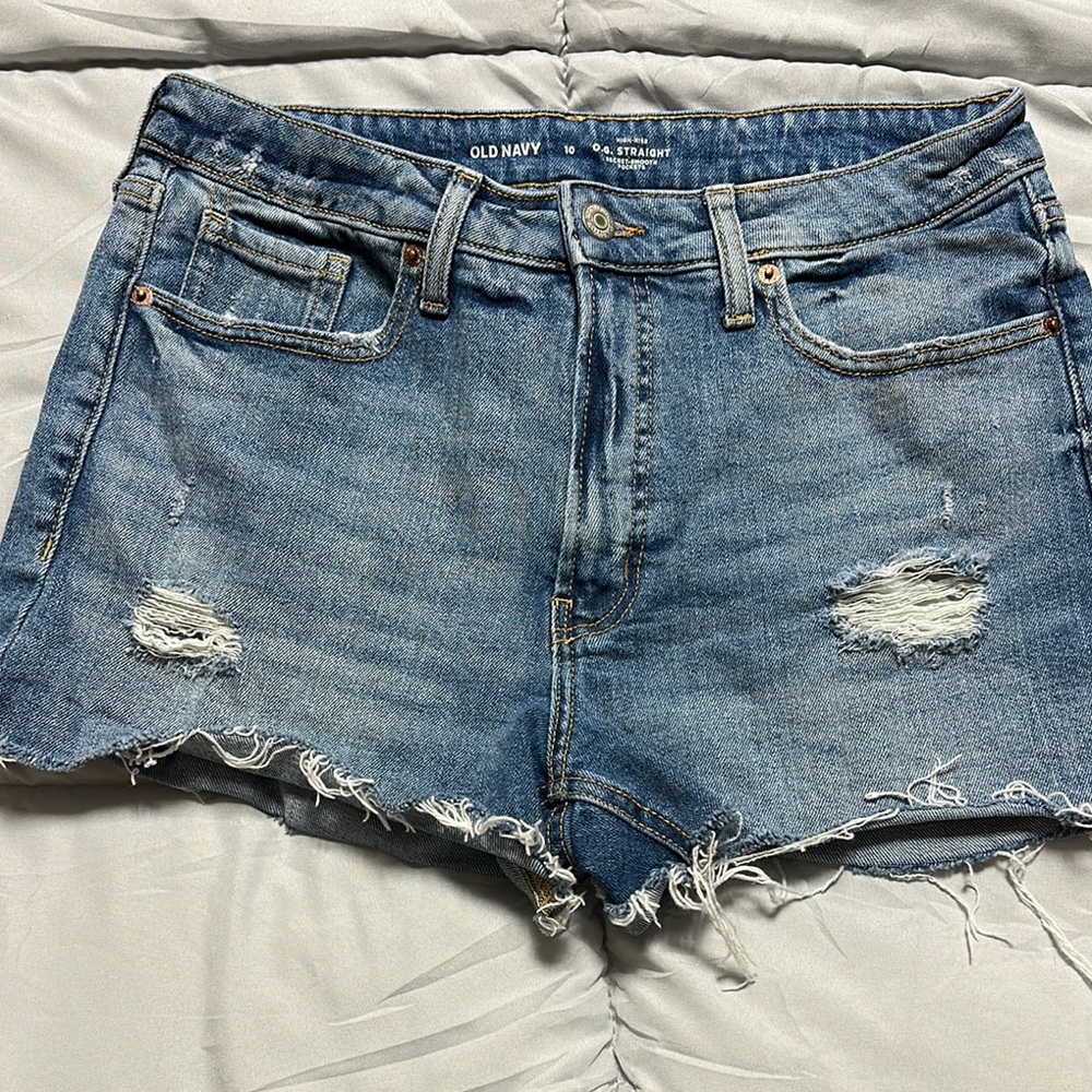 Old Navy Blue Jean Shorts Distressed High-Waisted